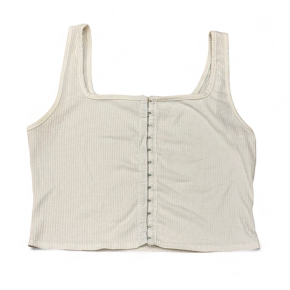 Caution To The Wind Tops - Caution To The Wind - White Ribbed Crop Top (M)